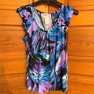 KEREN hart Purple, Blue & Black Abstract Print Tank Top